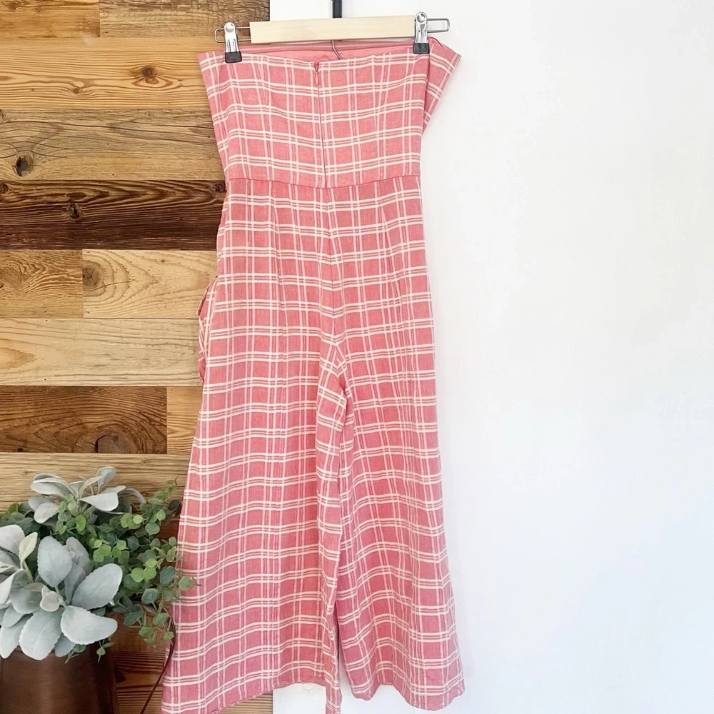 Tularosa Kristina Plaid Jumpsuit Sleeveless Culotte Small